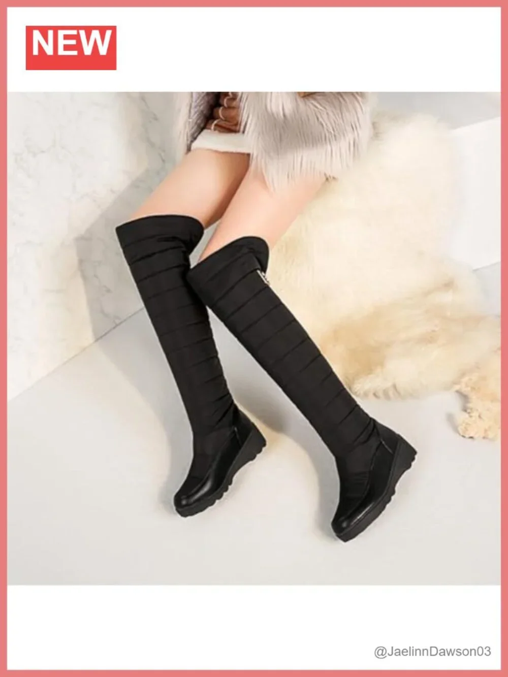 Women's Over The Knee Fur Lined Snow Boots Waterproof Thick Sole Winter